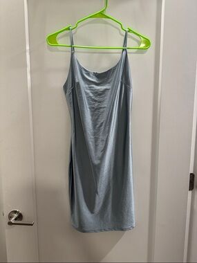 iris Silver-Blue Satin Mini Slip Dress